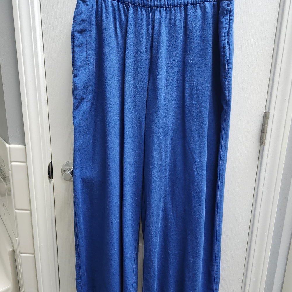 Blue Women's Elastic-Waist Wide-Leg Pants